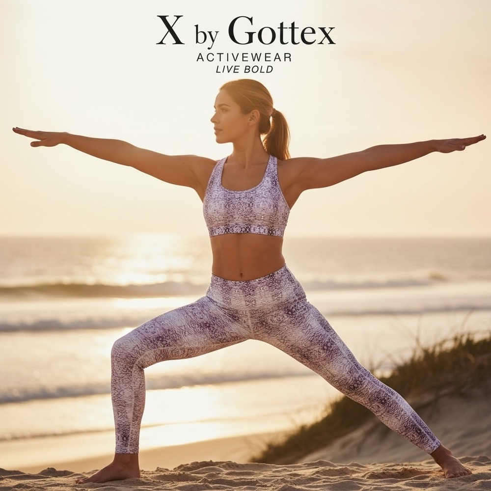 X By Gottex Womens Purple Snakeskin High Waist Athletic Leggings with Pockets‎ L